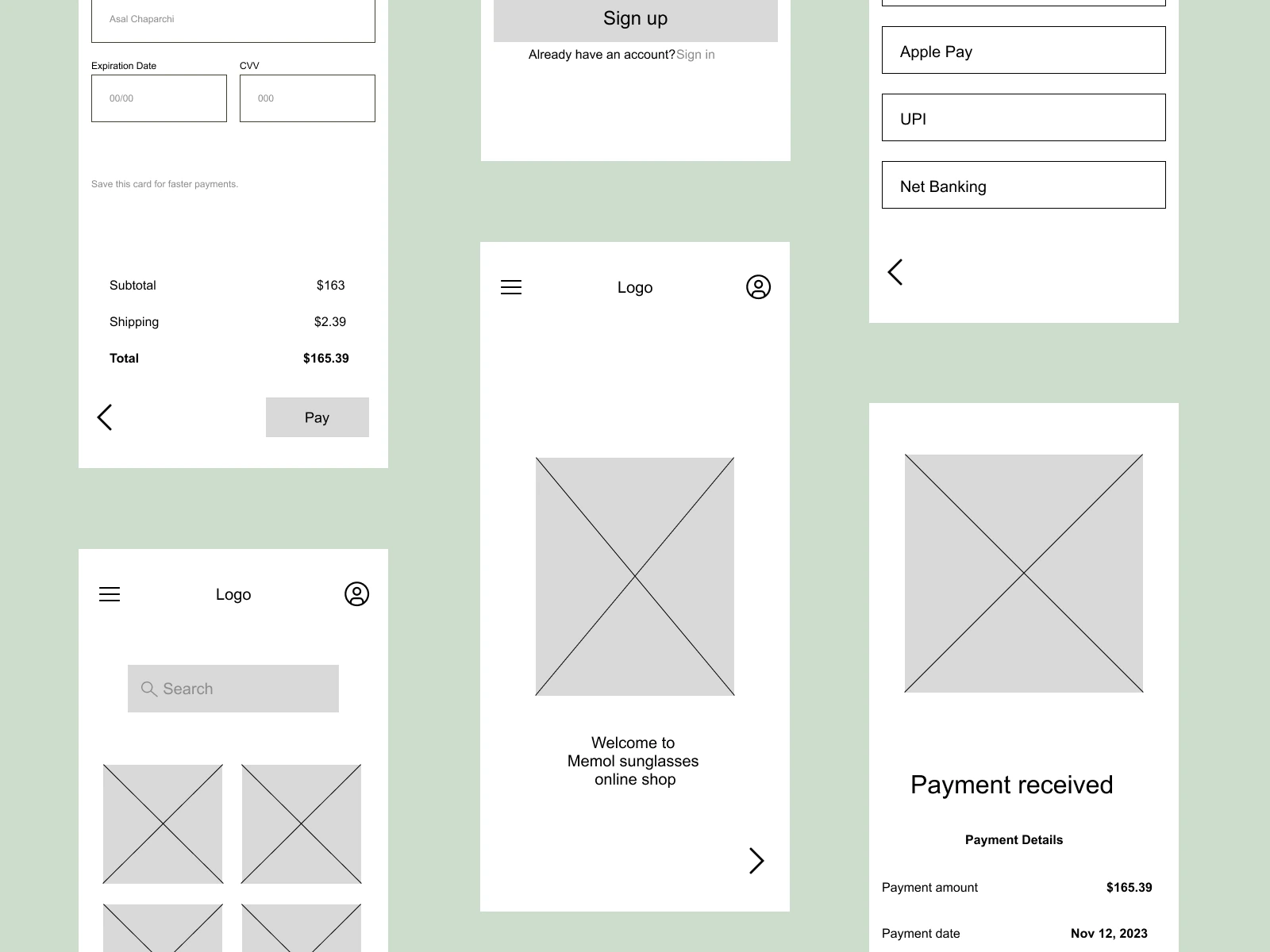 Lo-Fi Wireframes
